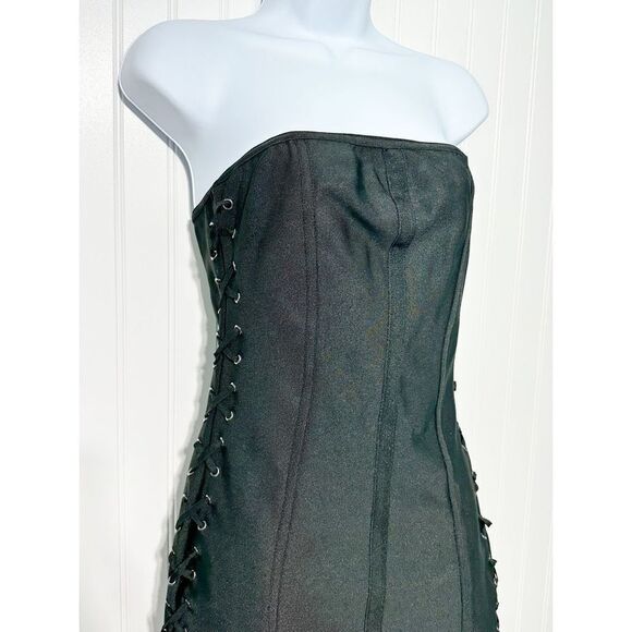 By the Way. Mimi Lace Up Strapless Dress Black Lace-Up Bandeau Corset Mini Small - Picture 4 of 14